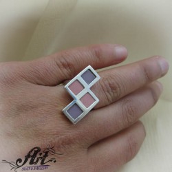 Сребърен пръстен с цветен емайл R-798